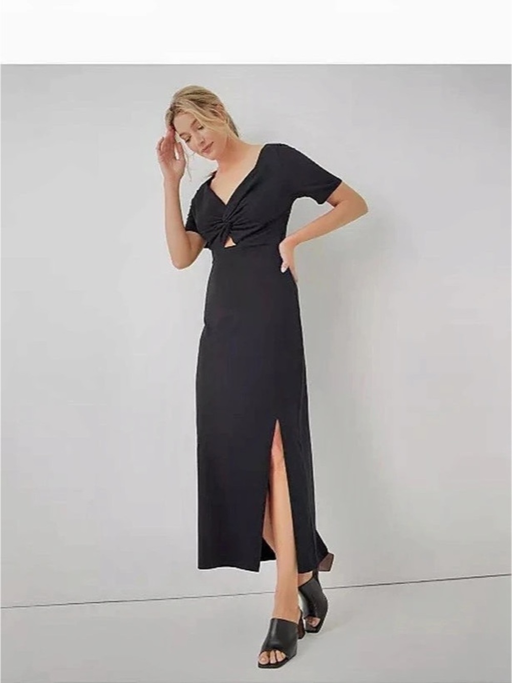 Pact Luxe Jersey Knot Maxi Dress, plus size XL Organic Cotton